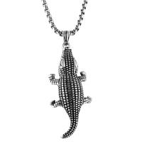 Men Sweater Chain Necklace, Titanium Steel, Crocodile, box chain & for man & blacken Approx 24 Inch 