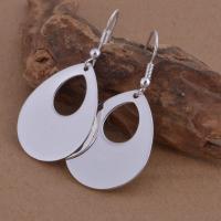 Brass Drop Earring, Teardrop, real silver plated, for woman, lead & cadmium free 
