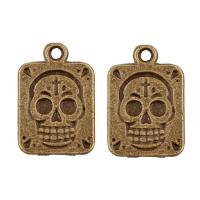 Zinc Alloy Skull Pendants, Rectangle, antique bronze color plated, with skull pattern, lead & cadmium free Approx 1mm 