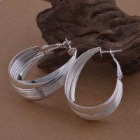Brass Hoop Earring, real silver plated, for woman, lead & cadmium free 