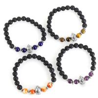 Lava Bracelet, with Gemstone & Zinc Alloy, silver color plated & Unisex 8mm Approx 8 Inch 