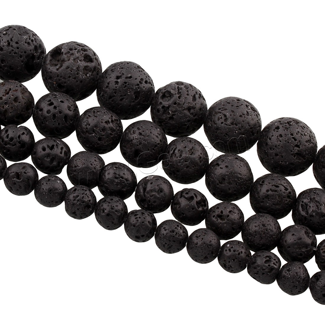 Perles de lave naturelle, lave volcanique, Rond, unisexe & normes différentes pour le choix, noire, Trou:Environ 1mm, Longueur:Environ 15.5 pouce, Vendu par brin