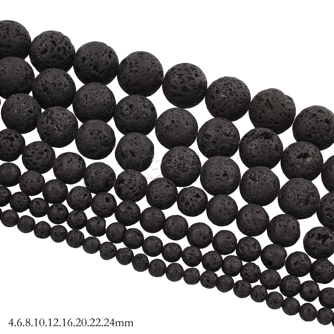 Abalorios de Lava, Esférico, unisexo & diverso tamaño para la opción, Negro, agujero:aproximado 1mm, longitud:aproximado 15.5 Inch, Vendido por Sarta