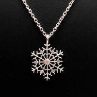 Rhinestone Zinc Alloy Necklace, zinc alloy lobster clasp, with 1.9lnch extender chain, Snowflake, silver color plated, oval chain & for woman & with rhinestone 450mm Approx 17.7 Inch 