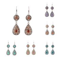 Enamel Zinc Alloy Drop Earring, with Resin, iron earring hook, Teardrop, antique silver color plated, for woman lead & cadmium free 