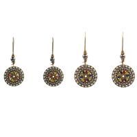 Porcelain Jewelry Earring, Zinc Alloy, with Porcelain, iron earring hook, Flat Round, antique bronze color plated, for woman & enamel lead & cadmium free 