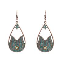 Zinc Alloy Drop Earring, with Synthetic Turquoise, iron earring hook, Teardrop, antique bronze color plated, bluing & for woman, lead & cadmium free 
