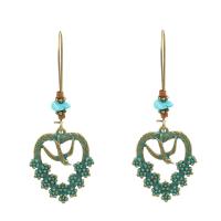 Turquoise Zinc Alloy Earring, with Synthetic Turquoise & Wood, iron earring hook, Heart, antique bronze color plated, bluing & for woman, lead & cadmium free 