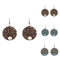 Turquoise Zinc Alloy Earring, with Synthetic Turquoise, iron earring hook, Flat Round, plated, bluing & for woman lead & cadmium free  