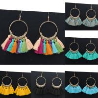 Fashion Tassel Earring, Zinc Alloy, with Caddice, iron earring hook, gold color plated, for woman lead & cadmium free 