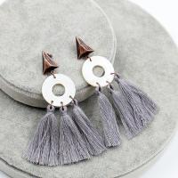 Fashion Tassel Earring, Zinc Alloy, with Caddice & Resin, iron earring hook, antique copper color plated, for woman lead & cadmium free 