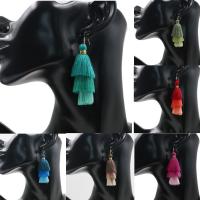 Fashion Tassel Earring, Zinc Alloy, with Caddice, iron earring hook, antique copper color plated, for woman lead & cadmium free 