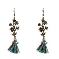 Fashion Tassel Earring, Zinc Alloy, with Caddice & Synthetic Turquoise, iron earring hook, antique bronze color plated, for woman, lead & cadmium free 
