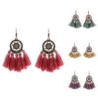 Fashion Tassel Earring, Zinc Alloy, with Caddice, iron earring hook, antique copper color plated, for woman & with rhinestone lead & cadmium free 