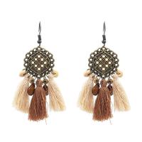 Fashion Tassel Earring, Zinc Alloy, with Caddice & Resin, stainless steel post pin, antique bronze color plated, for woman, lead & cadmium free 