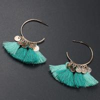 Zinc Alloy Tassel Earring, with Caddice, stainless steel post pin, gold color plated, for woman lead & cadmium free, 60mm 