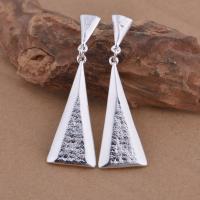 Brass Drop Earring, Triangle, real silver plated, for woman, lead & cadmium free 