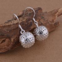 Brass Drop Earring, Round, real silver plated, for woman, lead & cadmium free 