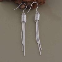Brass Tassel Earring, real silver plated, for woman, lead & cadmium free 