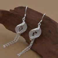 Brass Drop Earring, Leaf, real silver plated, for woman, lead & cadmium free 