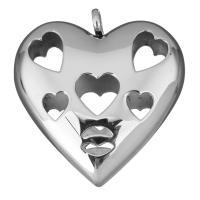 pendentifs de cœur en inox , acier inoxydable, coeur, creux, couleur originale Environ 5.5mm, Vendu par PC