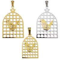 Stainless Steel Pendants, Cage, plated, polished Approx 