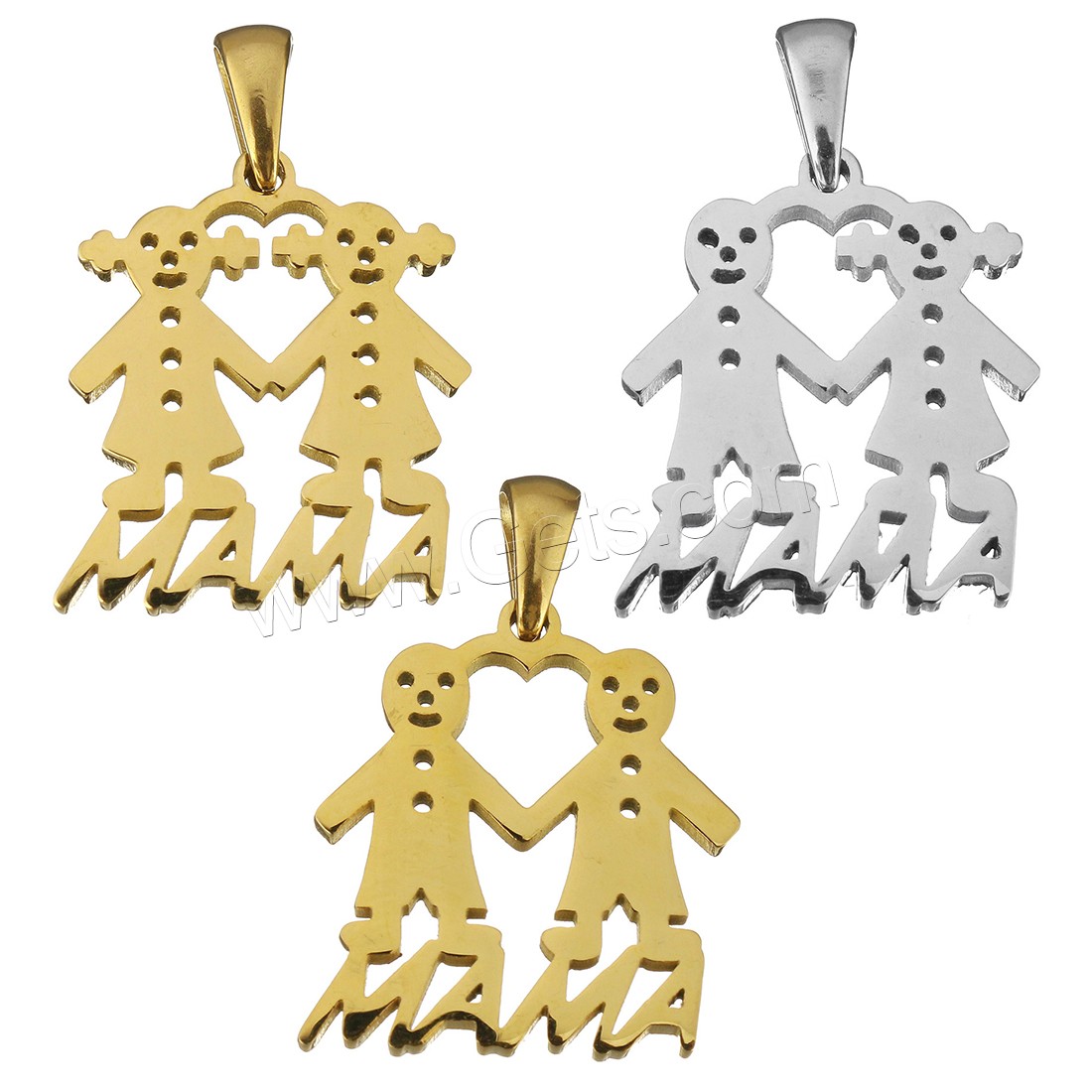 Stainless Steel Pendants, Couple, plated, polished & different styles for choice, Hole:Approx 3x6mm, Sold By PC