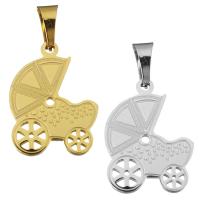 Stainless Steel Vehicle Pendant, Baby Pram, plated, polished Approx 