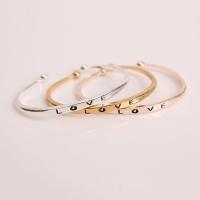 Zinc Alloy Cuff Bangle, word love, plated, adjustable & for woman 6mm, Inner Approx 60mm 