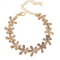 Zinc Alloy Rhinestone Bracelets, with 1.9lnch extender chain, Flower, plated, for woman & with rhinestone 160mm Approx 6.2 Inch 