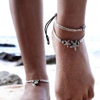 Zinc Alloy Anklet, zinc alloy lobster clasp, silver color plated & Adjustable & Bohemian style & for woman, 200mm Approx 7.8 Inch 