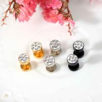 Stainless Steel Ear Piercing Jewelry, with Rhinestone Clay Pave, plated, detachable & for woman 