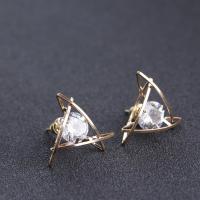 Zinc Alloy Stud Earring, Brass, plated, for woman & with cubic zirconia 