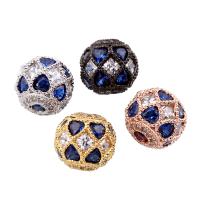 Perles zircon Micro Pave cubes, laiton, Rond, Placage, pavé de micro zircon, plus de couleurs à choisir, protéger l'environnement, sans nickel, plomb et cadmium, 10mm Environ 2mm, Vendu par PC