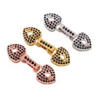 Brass Fold Over Clasp, Heart, plated, micro pave cubic zirconia nickel, lead & cadmium free Approx 