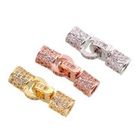 Brass Fold Over Clasp, plated, micro pave cubic zirconia nickel, lead & cadmium free, 21mmx6mm Approx 2.5mm 