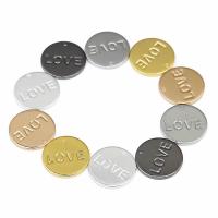 Brass Jewelry Pendants, Flat Round, word love, plated nickel, lead & cadmium free, 12mm Approx 1mm 