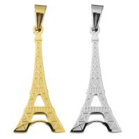 EL Colgante De Acero Inoxidable, Torre Eiffel, chapado, pulido, más colores para la opción, 15x33x2mm, agujero:aproximado 4x6mm, Vendido por UD