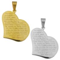 Stainless Steel Heart Pendants, plated, polished & with letter pattern Approx 