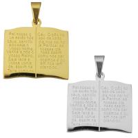 Stainless Steel Letter Pendant, Book, plated, polished & with letter pattern Approx 
