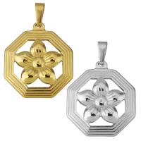 Stainless Steel Pendants, Octagon, plated, polished Approx 