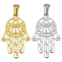 Stainless Steel Hollow Pendant, Hamsa, plated, polished Approx 
