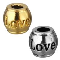 Stainless Steel European Beads, Drum, word love, plated, without troll Approx 5mm 