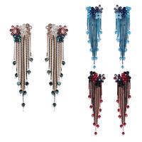Crystal Tassel Earring, with Zinc Alloy, plated, for woman & faceted 