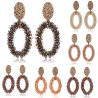Crystal Drop Earring, with Zinc Alloy, Flat Oval, gold color plated, for woman & faceted 