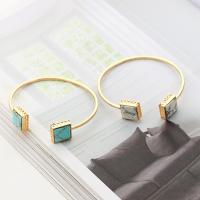 Brass Cuff Bangle, with Synthetic Turquoise, gold color plated, Unisex & adjustable nickel, lead & cadmium free, 65mm, Inner Approx 64mm Approx 7.5 Inch 