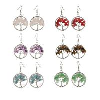 Brass Drop Earring, with Gemstone, Tree, platinum color plated & for woman nickel, lead & cadmium free, 53mm 
