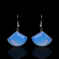 Sea Opal Drop Earring, brass earring hook, Fan, for woman 