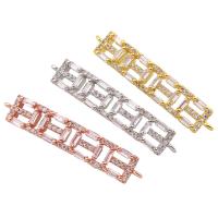 Cubic Zirconia Micro Pave Brass Connector, Rectangle, plated, micro pave cubic zirconia & 1/1 loop nickel, lead & cadmium free Approx 1mm 