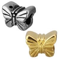 Edelstahl European Perlen, Schmetterling, plattiert, ohne troll, keine, 13x10x9mm, Bohrung:ca. 5mm, verkauft von PC